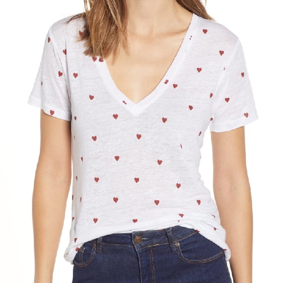 Rails Cara Heart V Neck Short Sleeve T Shirt Size S NWT - Picture 1 of 7